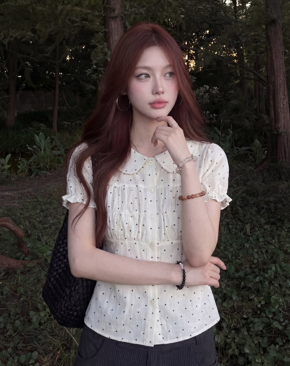 Cute Collar Mini Dot Top (S, M)