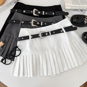 Middle Waist Pleated Skirt