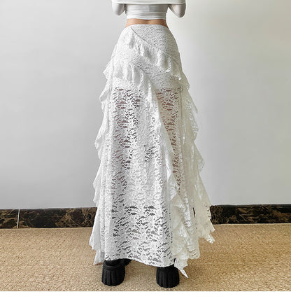 Unequal Lacey Slim Fit Skirt