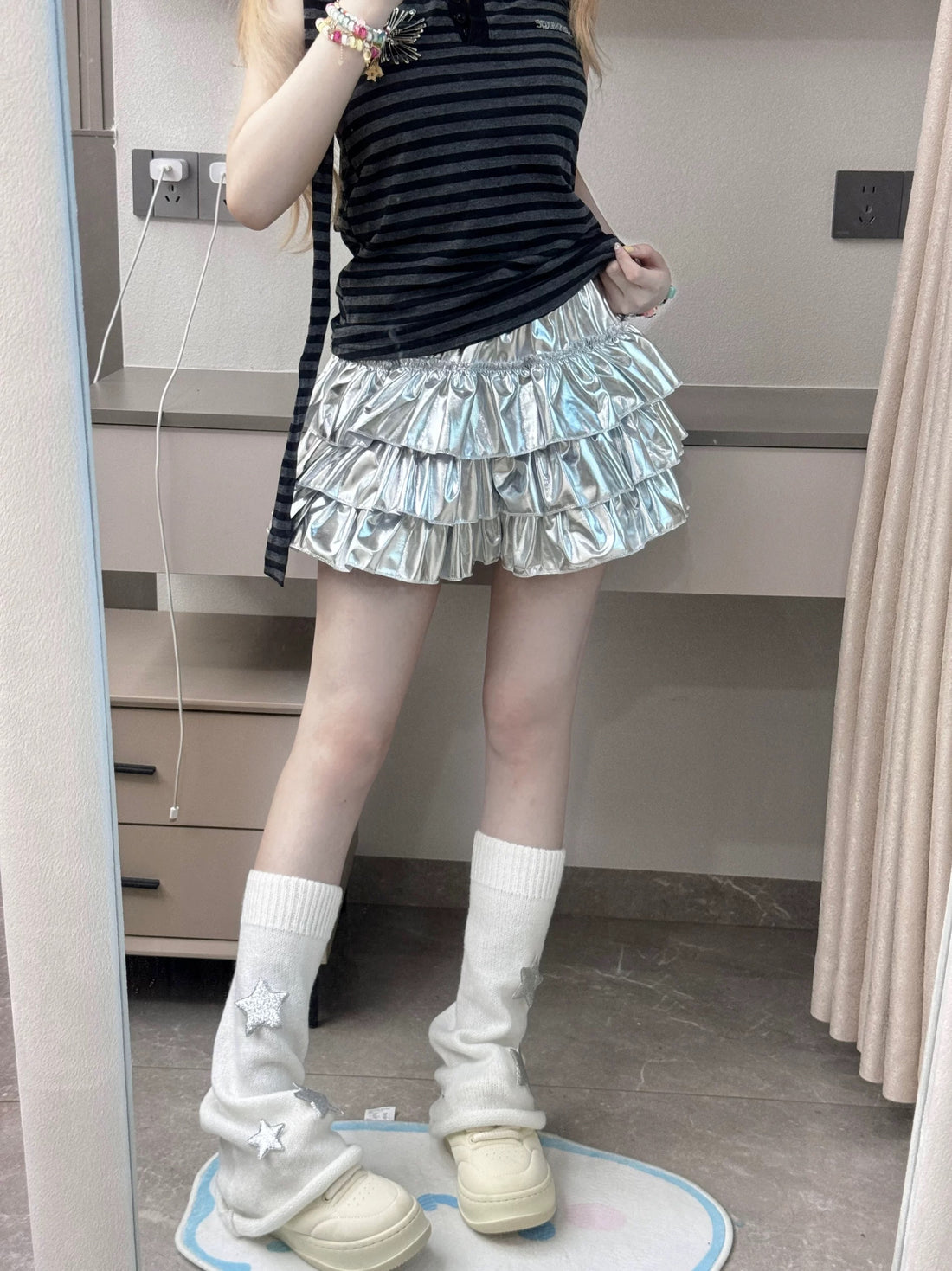 Silver Layered Cake Skirt/Skort