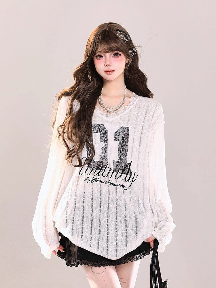 No01 Thin Knitted Long Sleeve Ball Top