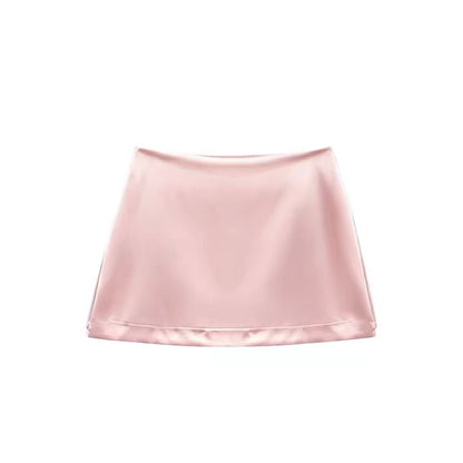Middle Low Waist Satin Mini Skirt SK37
