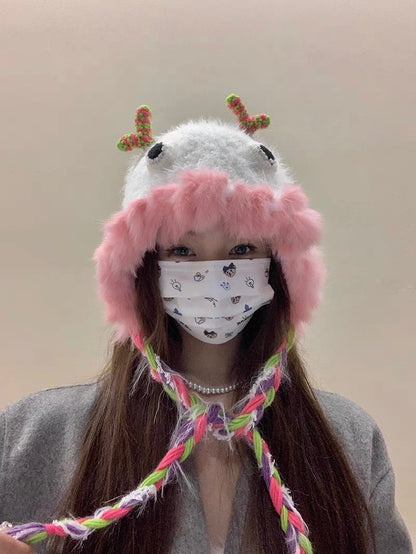 Furry Cute Monster Hat (3 Colours)