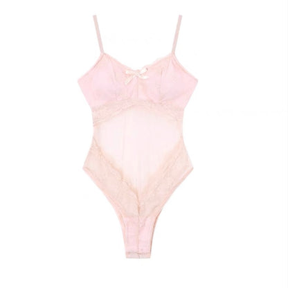 Pink Polka Dot Lacey Strap Suit Top