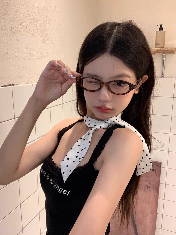 Polka Dot Ribbon Scarf as Choker/Necklace