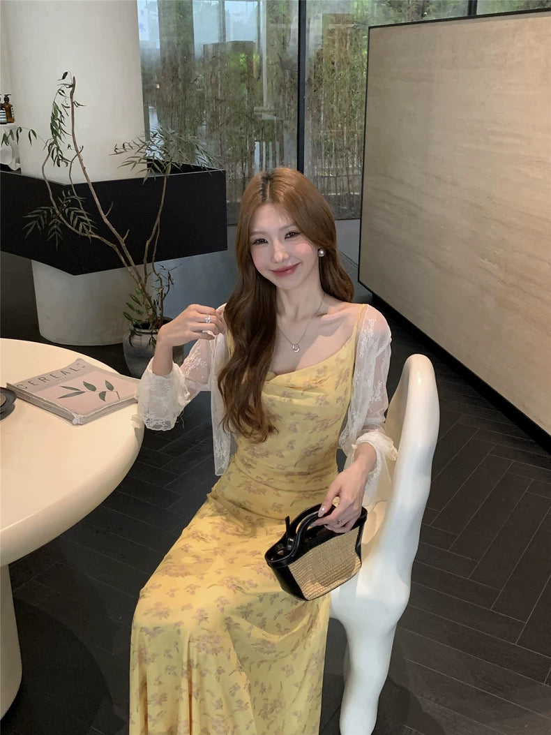 C002 Beige Lacey Cardigan