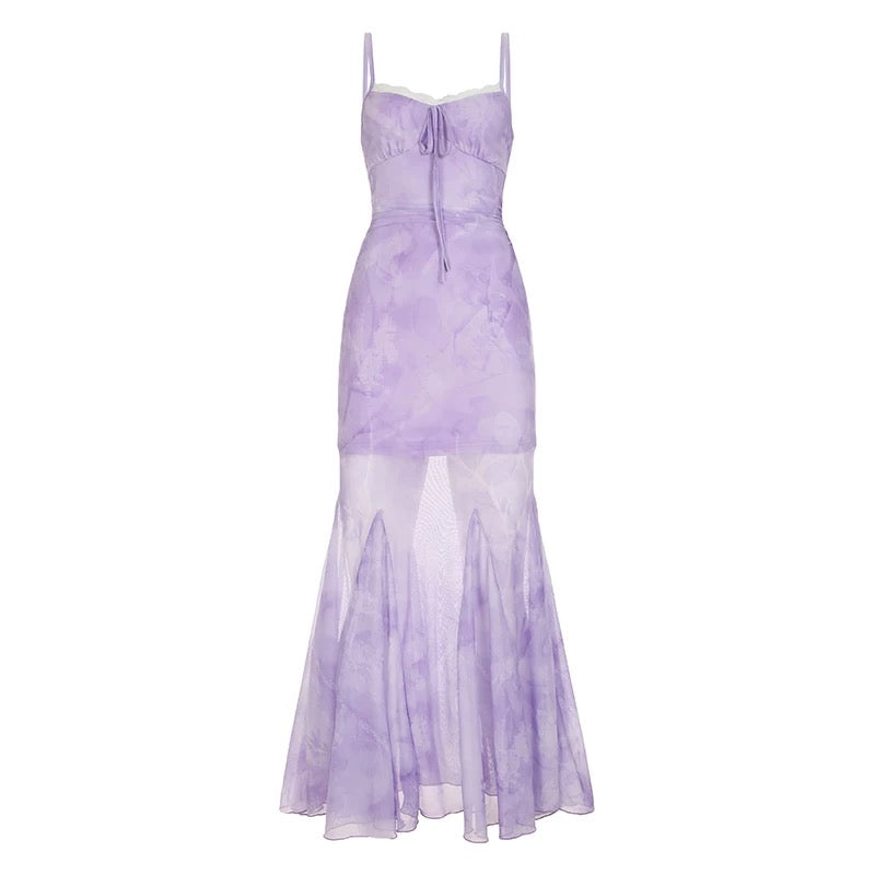 Lace Collar Blue, Purple Long Dress (S, M)