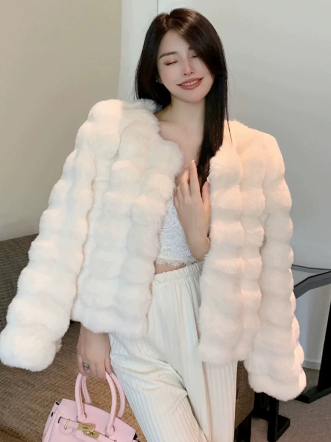 Fuzzy Cream White Cardigan