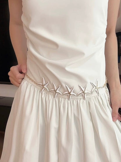 White Starfish Chain Belt