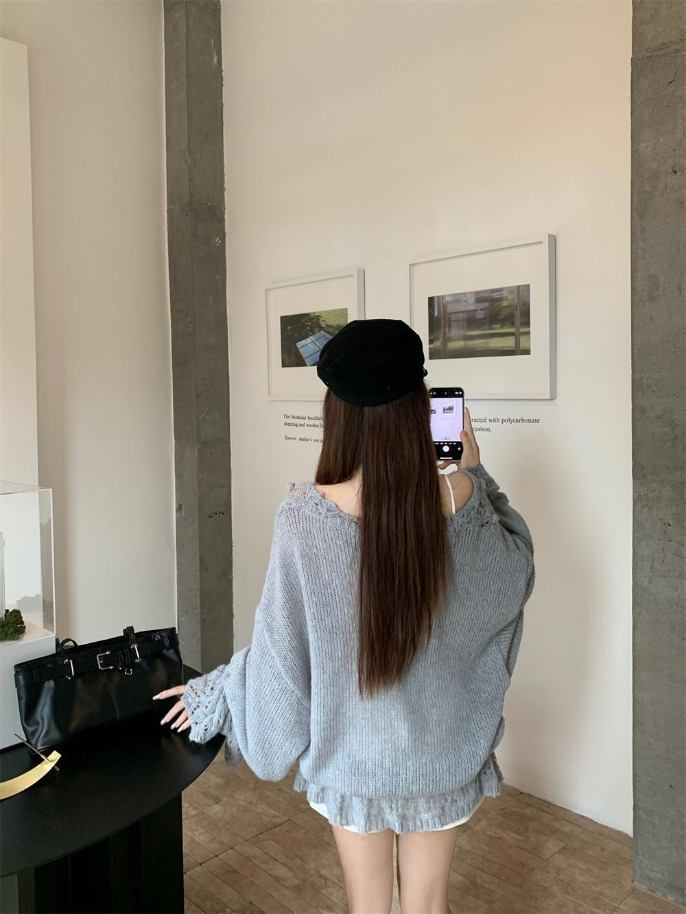 Lantern Sleeve Knitted Cardigan Top