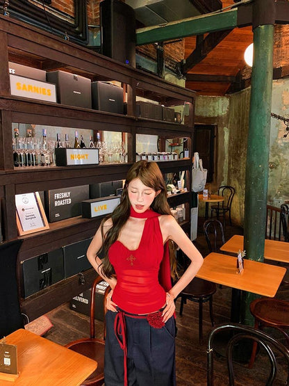 Polka Dot Tube Mesh Top Strap T009