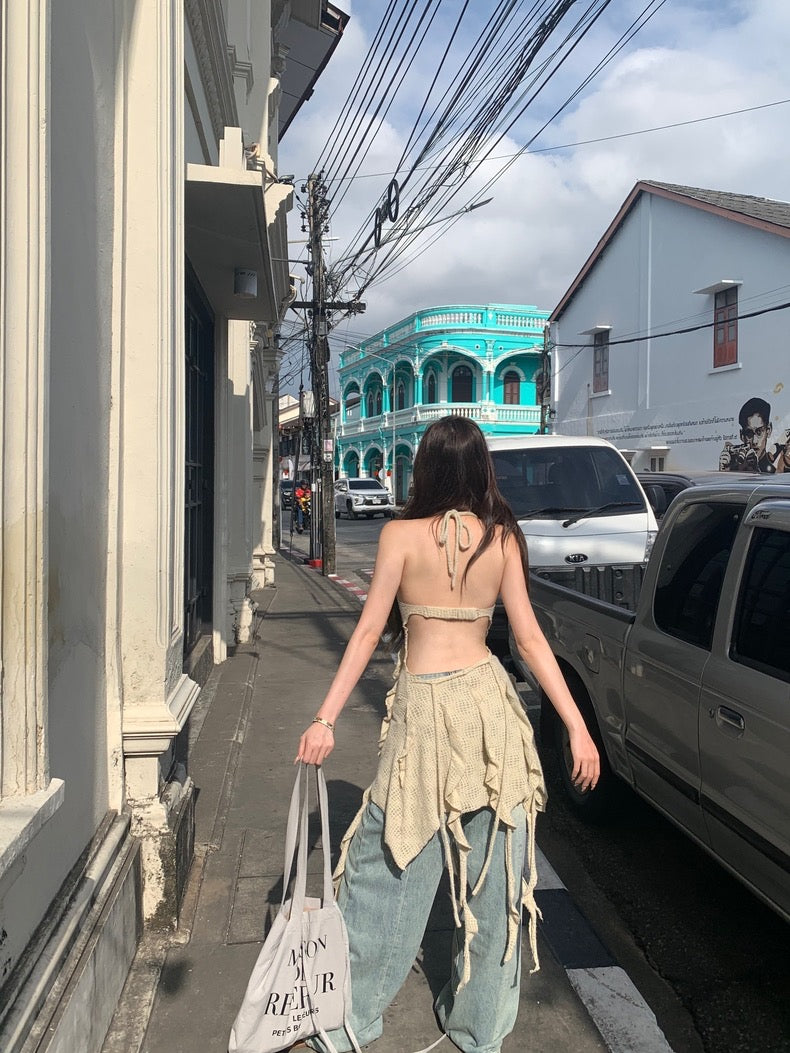 Beige Jelly Fish Bareback Long Top/Dress (S)