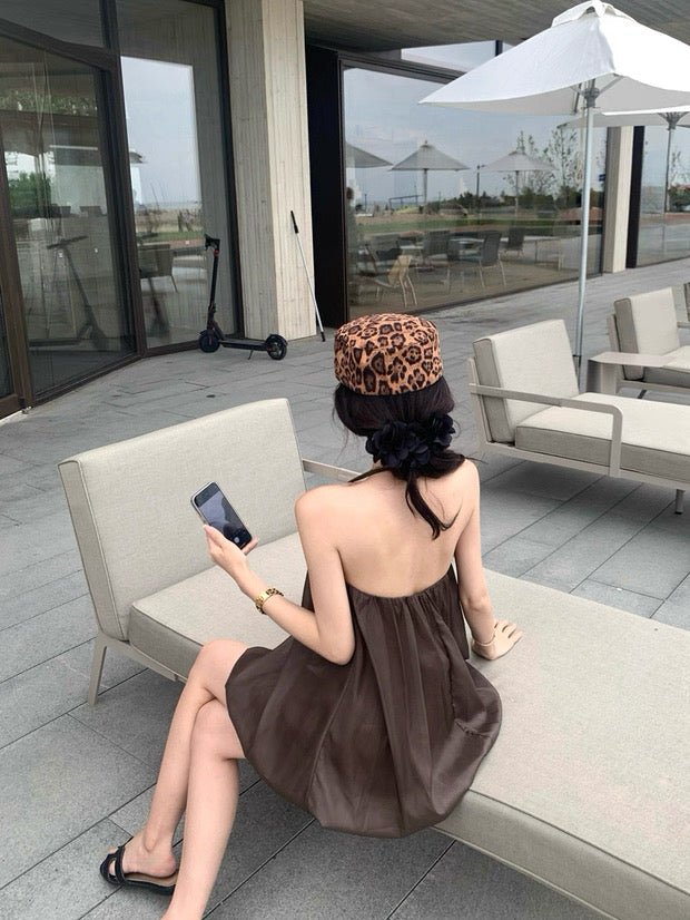Chocolate Mesh Mini Dress