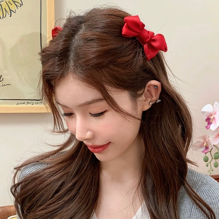 R002 Red Ribbon Hair Clip