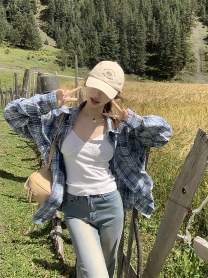 Blue Grid Long Sleeve Shirt