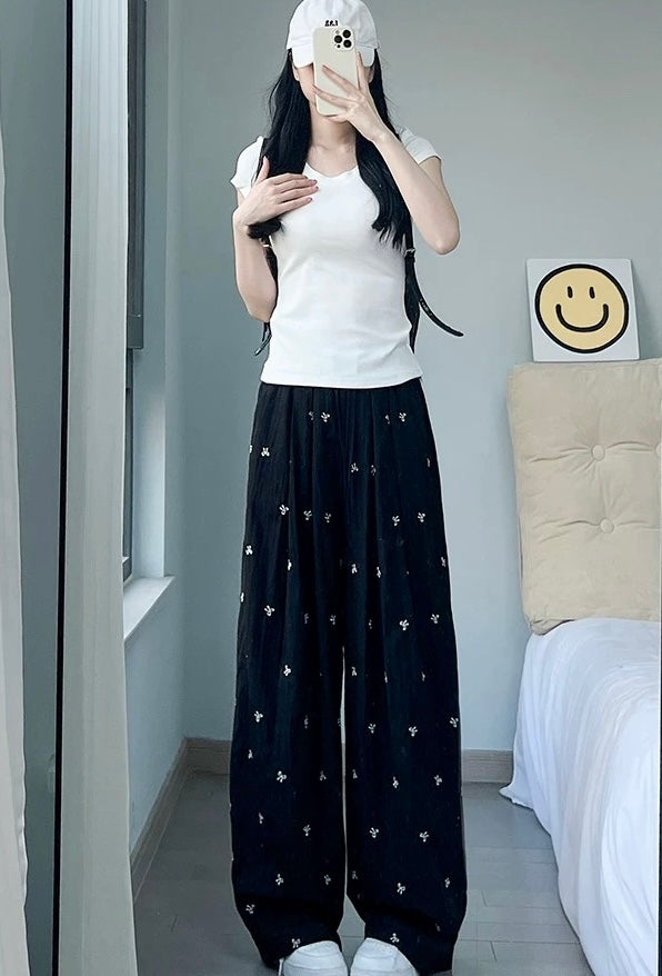 Ribbon Prints Long Pants