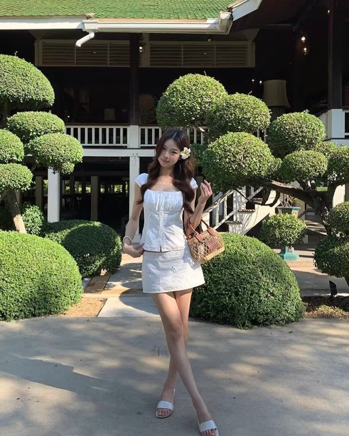 White Top + White Skort Two Piece Set