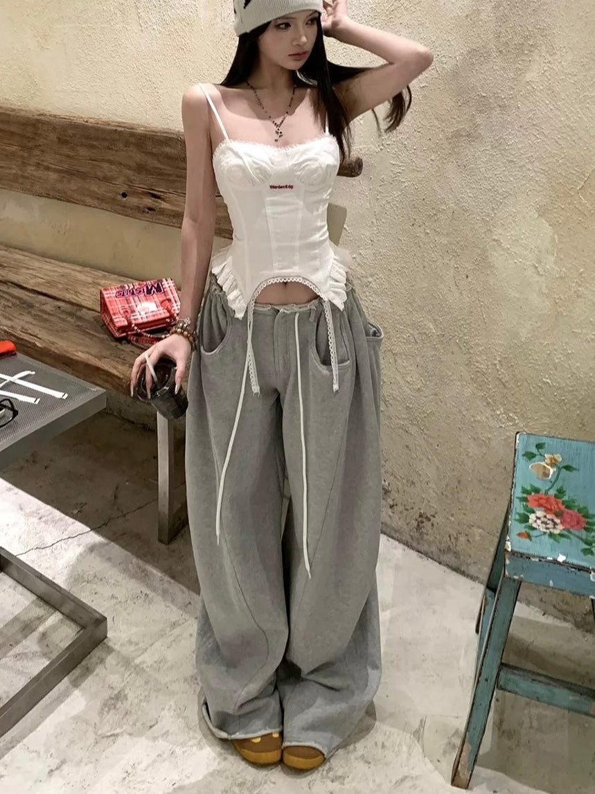 Grey Cotton Long Pants