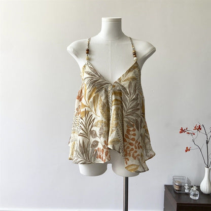 Summer Orange Prints Top