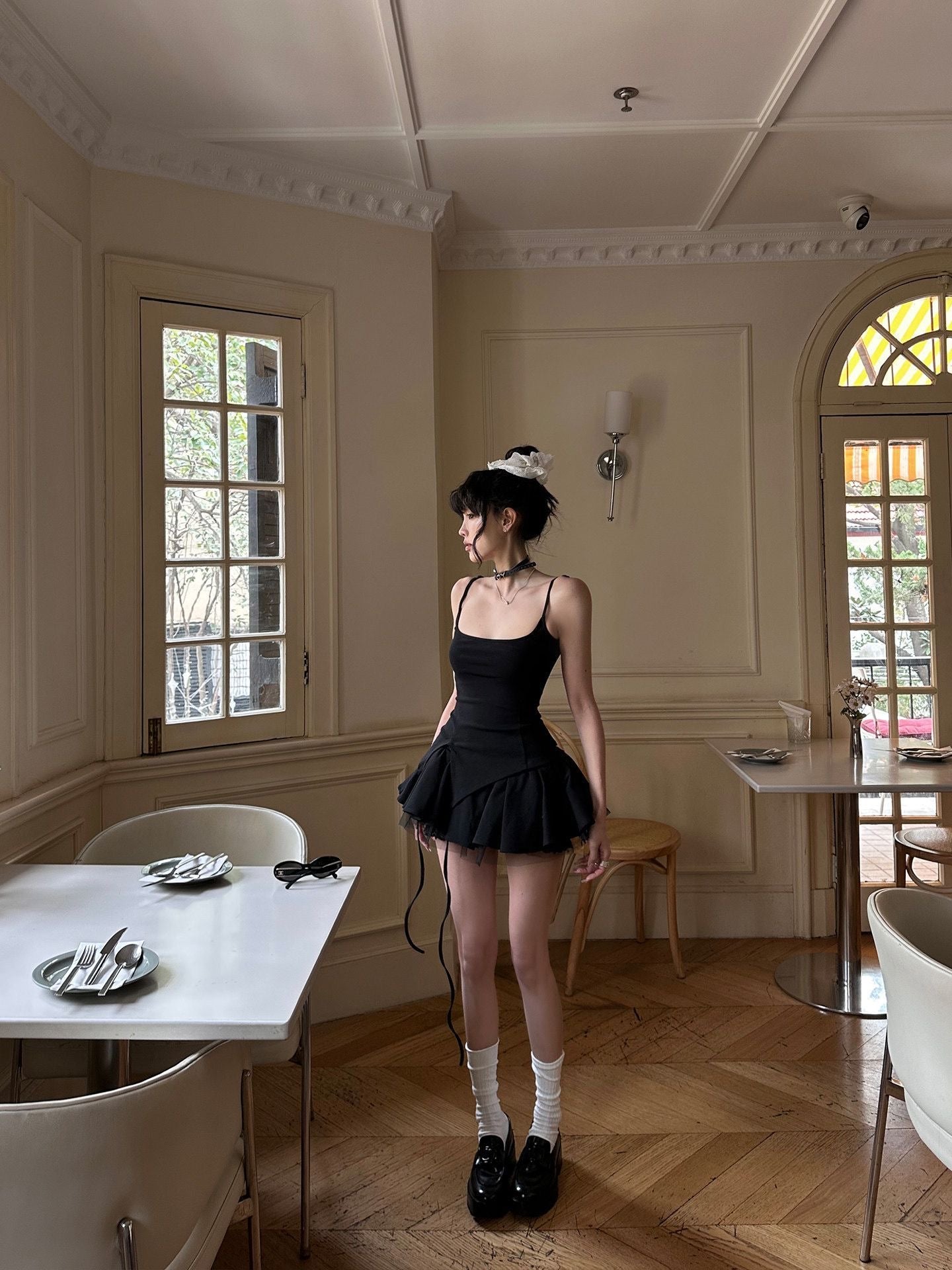 Jennie Black Mix Laces Mini Romper Dress