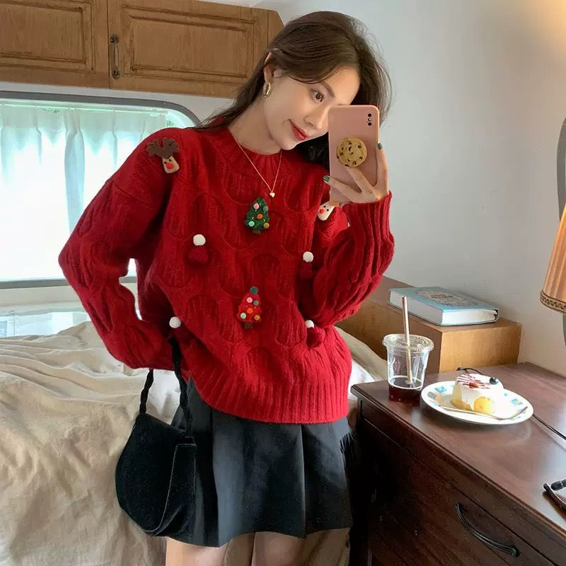 Christmas Long Sleeve Red Top C007