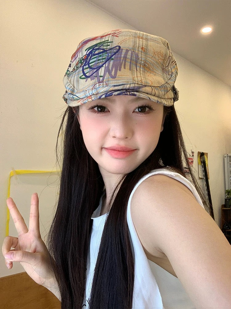 Khaki Graffiti Drawing Hat