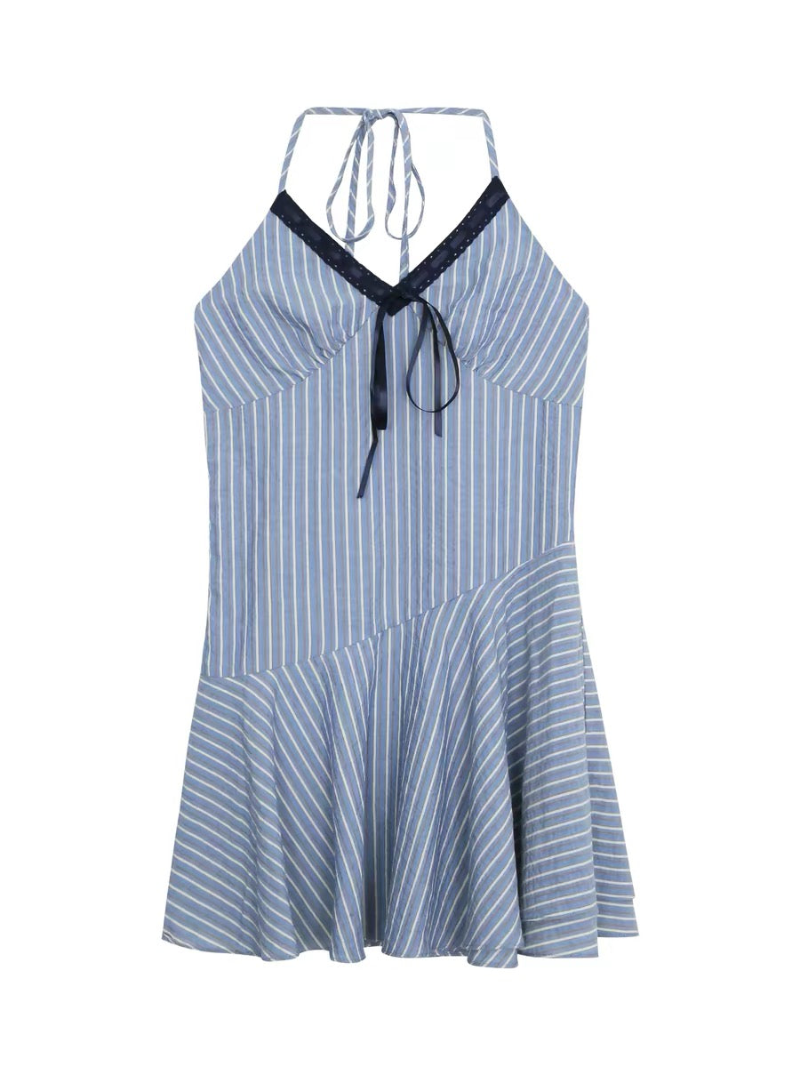 Navy Stripe Strap Mini Dress