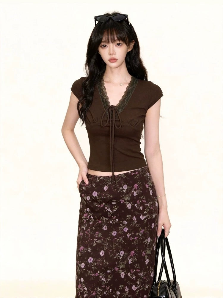 Chocolate V Collar Top