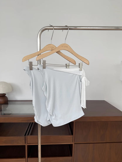 Baby Blue Off Side Shoulder Top