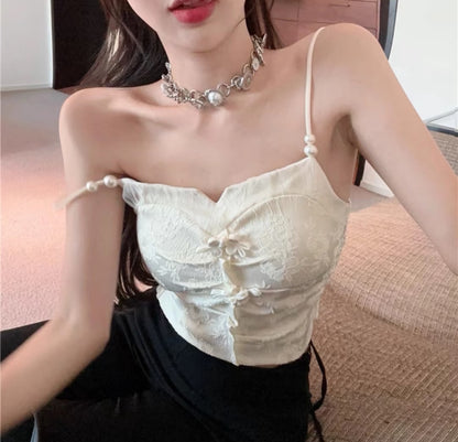 Pearl Strap Cheongsam Top