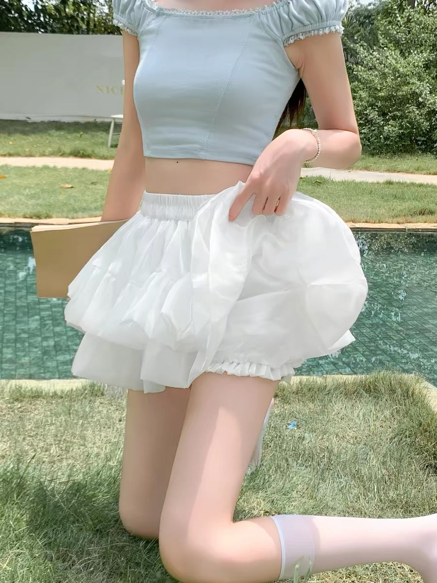 Fluffy Mesh Skirt SK35 (White, Mint, Black)