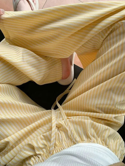 Yellow White Stripe Long Pants
