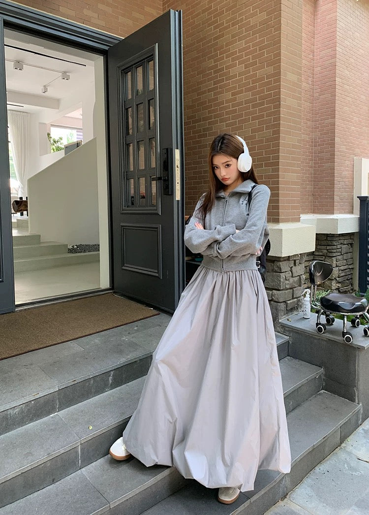 Grey Lantern Long Skirt