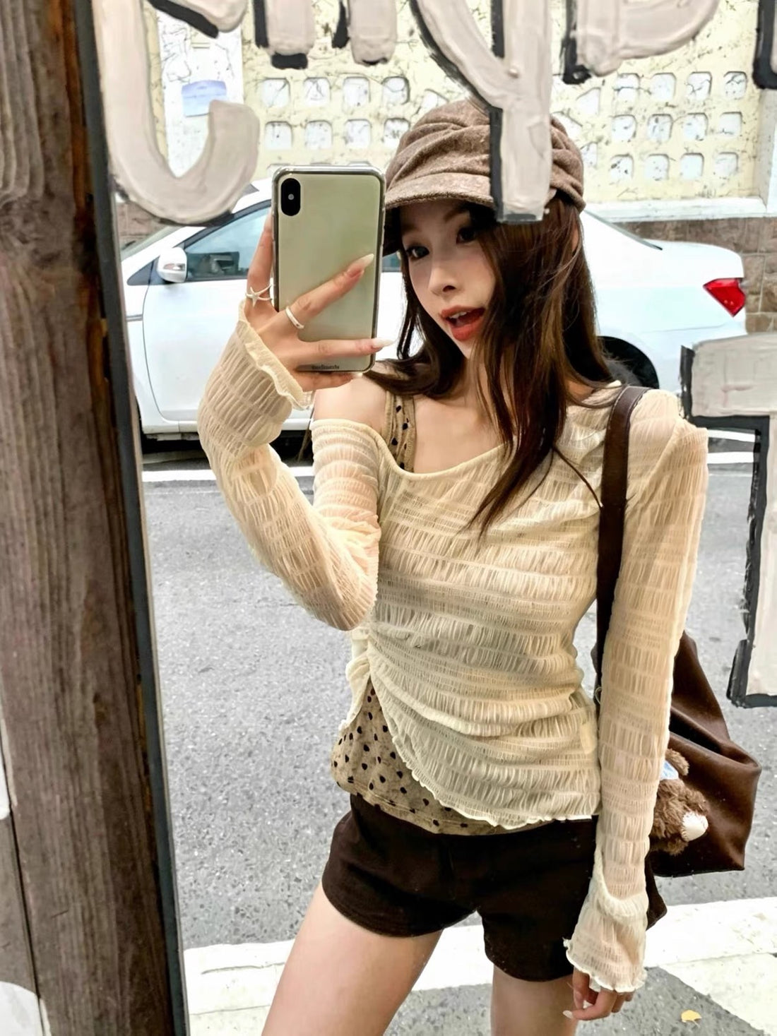 Polka Dot Two Piece Long Sleeve Top