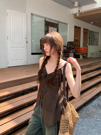 Mini Dot Strap Unequal Top