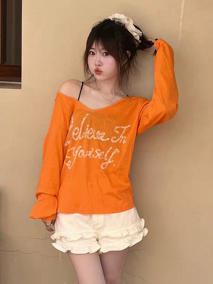 Orange Long Sleeve Top