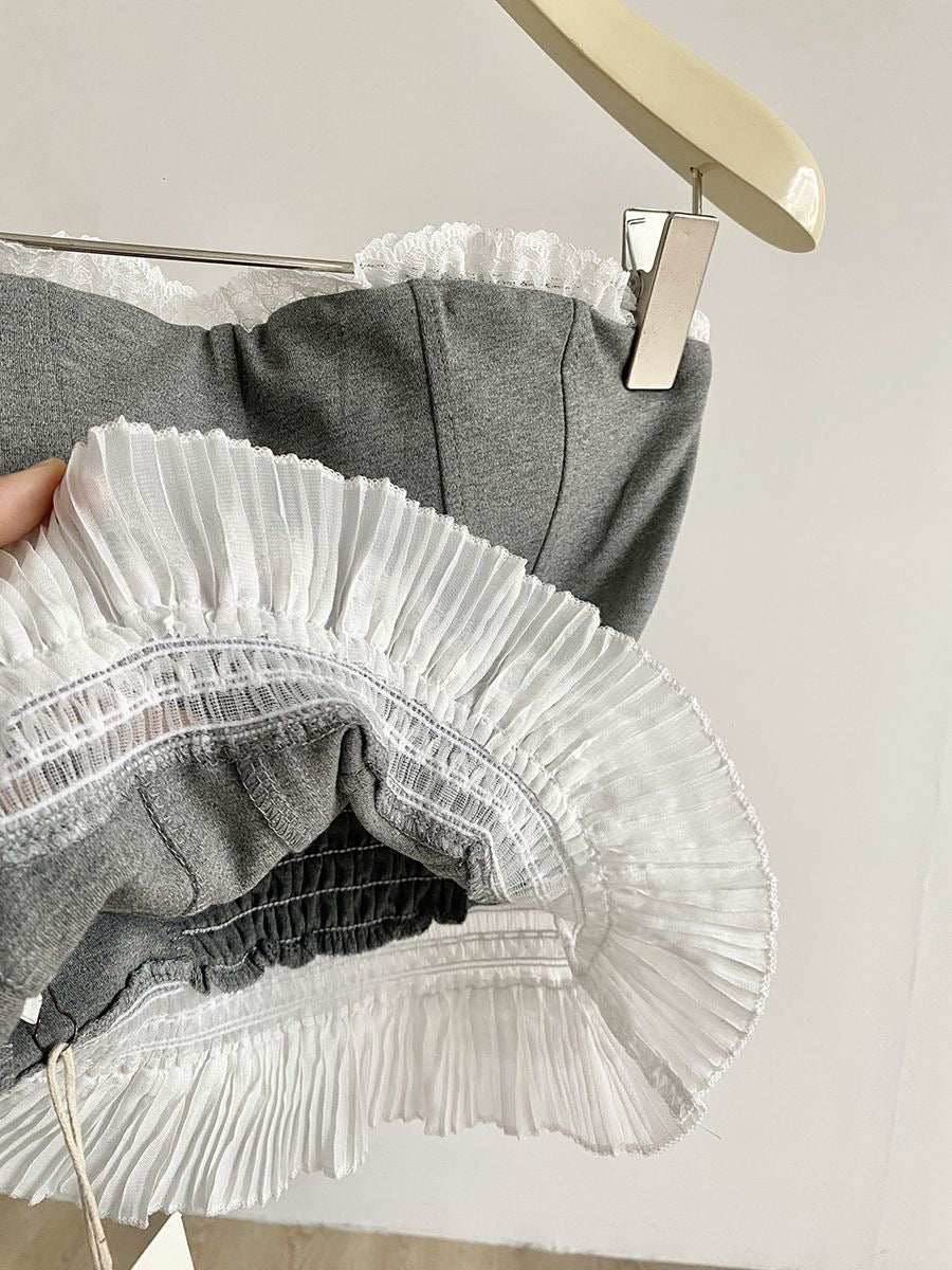 Mix Laces Tube Top (Black, Grey)