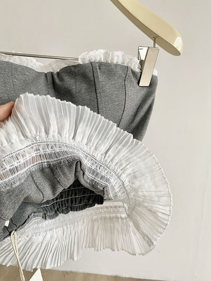 Mix Laces Tube Top (Black, Grey)