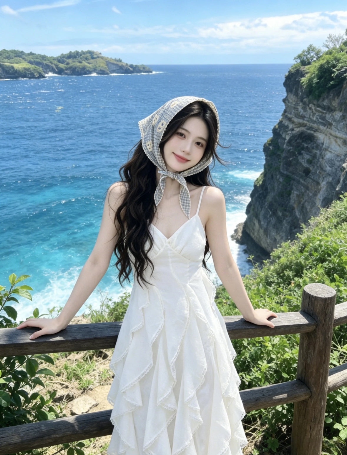 White Ruffles Bottom Strap Dress