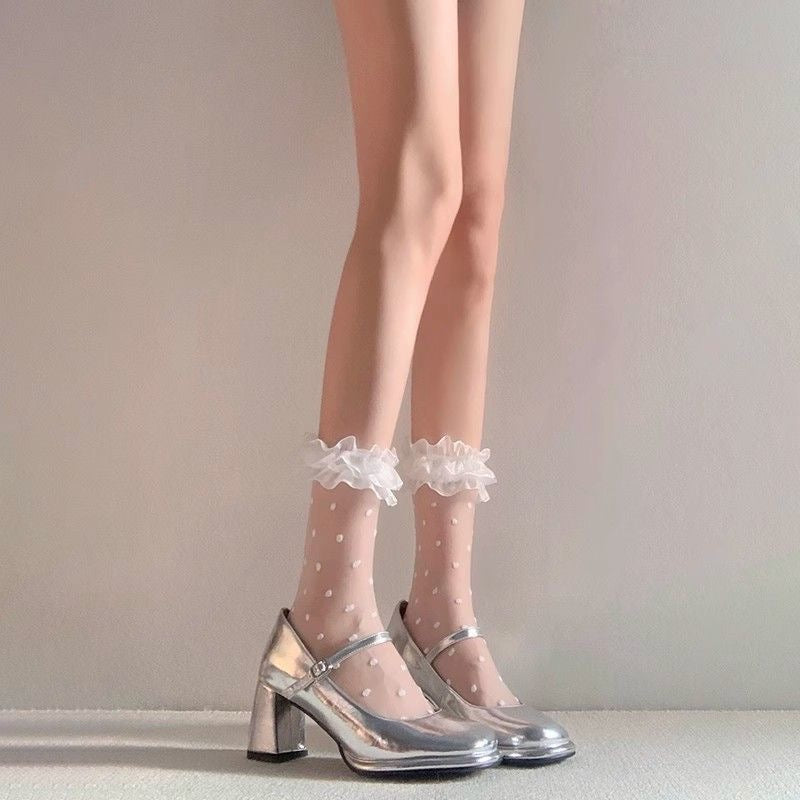 S003 Mesh Polka Dot Socks
