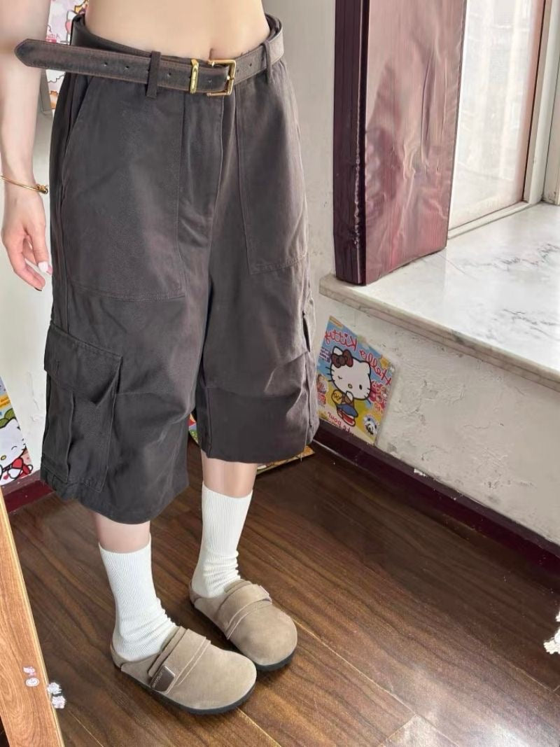 Grey Cargo Midi Pants SK30