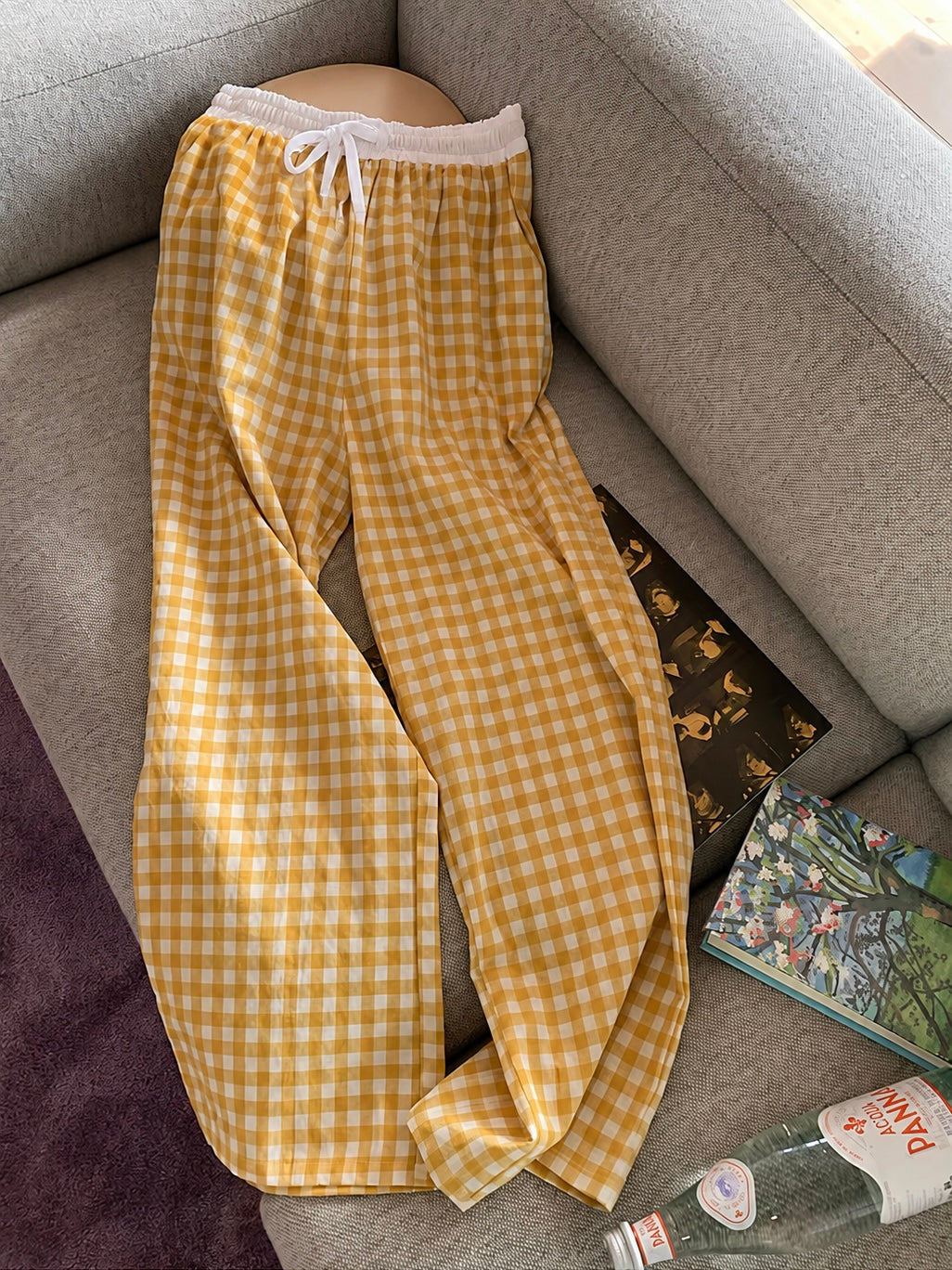 Yellow Ginham Long Pants