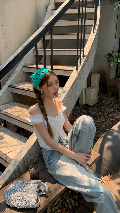 Knot Button White Top