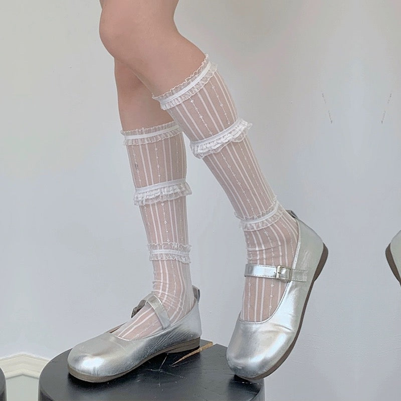 S006 Lace Socks (Grey)