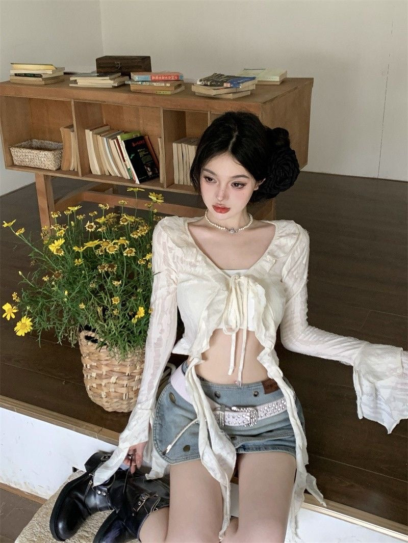 C014 Beige Long Sleeve Cardigan