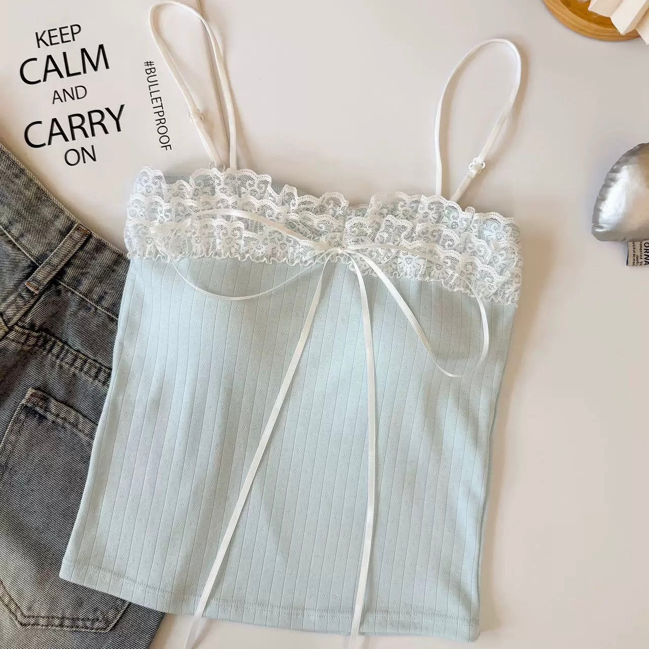 Mix Lace Strap Tube Top (Pink, Green, White, Blue)