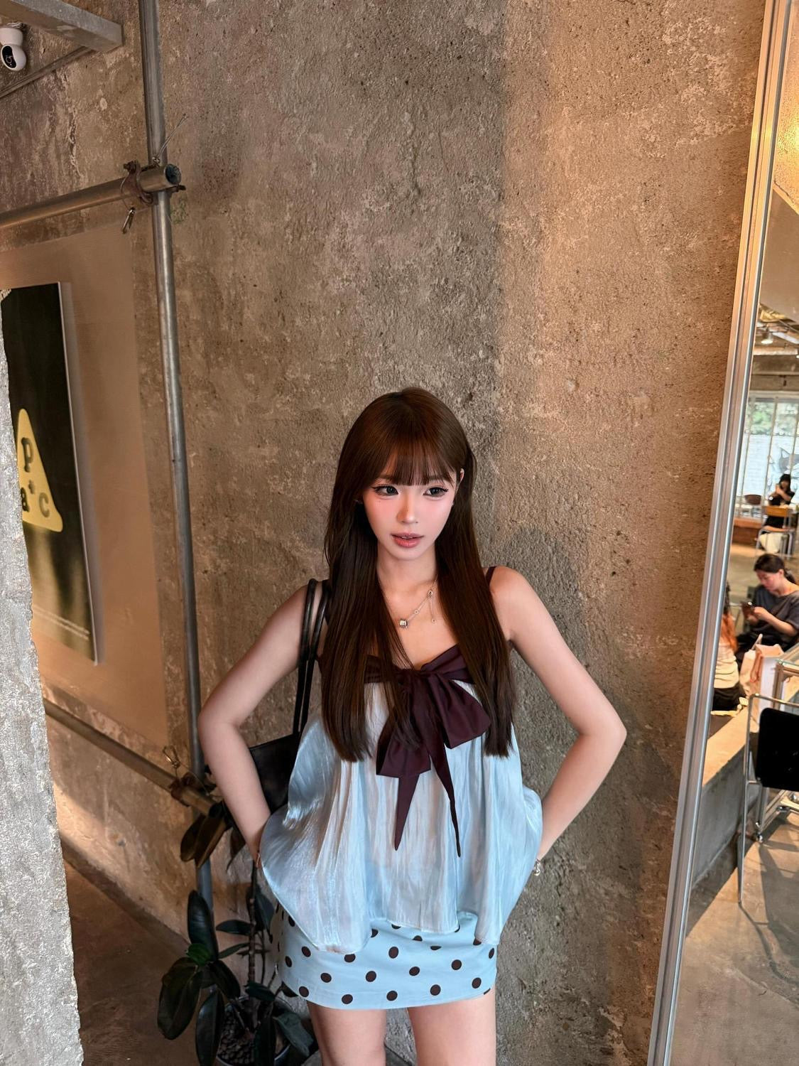 Choco Blue Top + Skort Skirt Set (S, M)