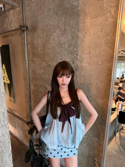 Choco Blue Top + Skort Skirt Set (S, M)