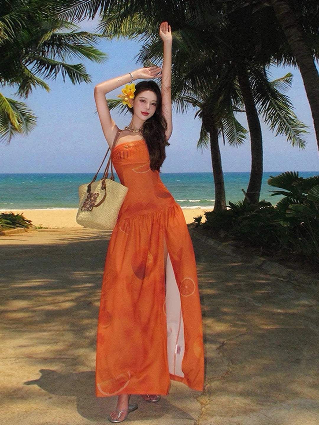 Orange Tube Long Dress