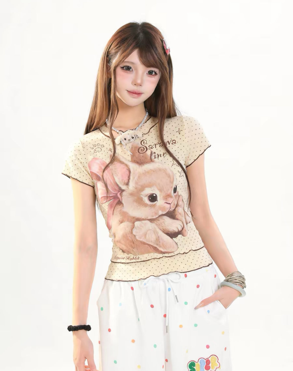Bunny Mini Dots Mesh Top (Yellow, Mint, White)